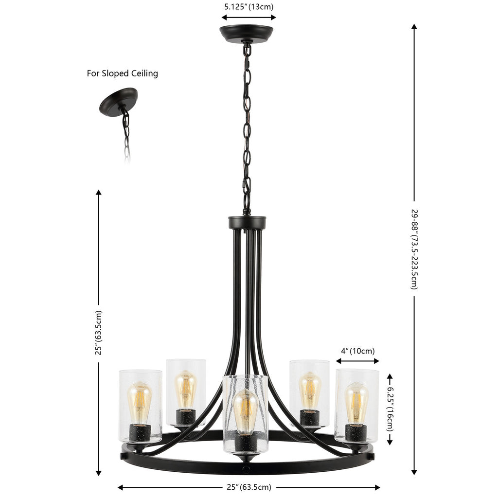 Virendra 5-Light Dimmable Wagon Wheel Chandelier