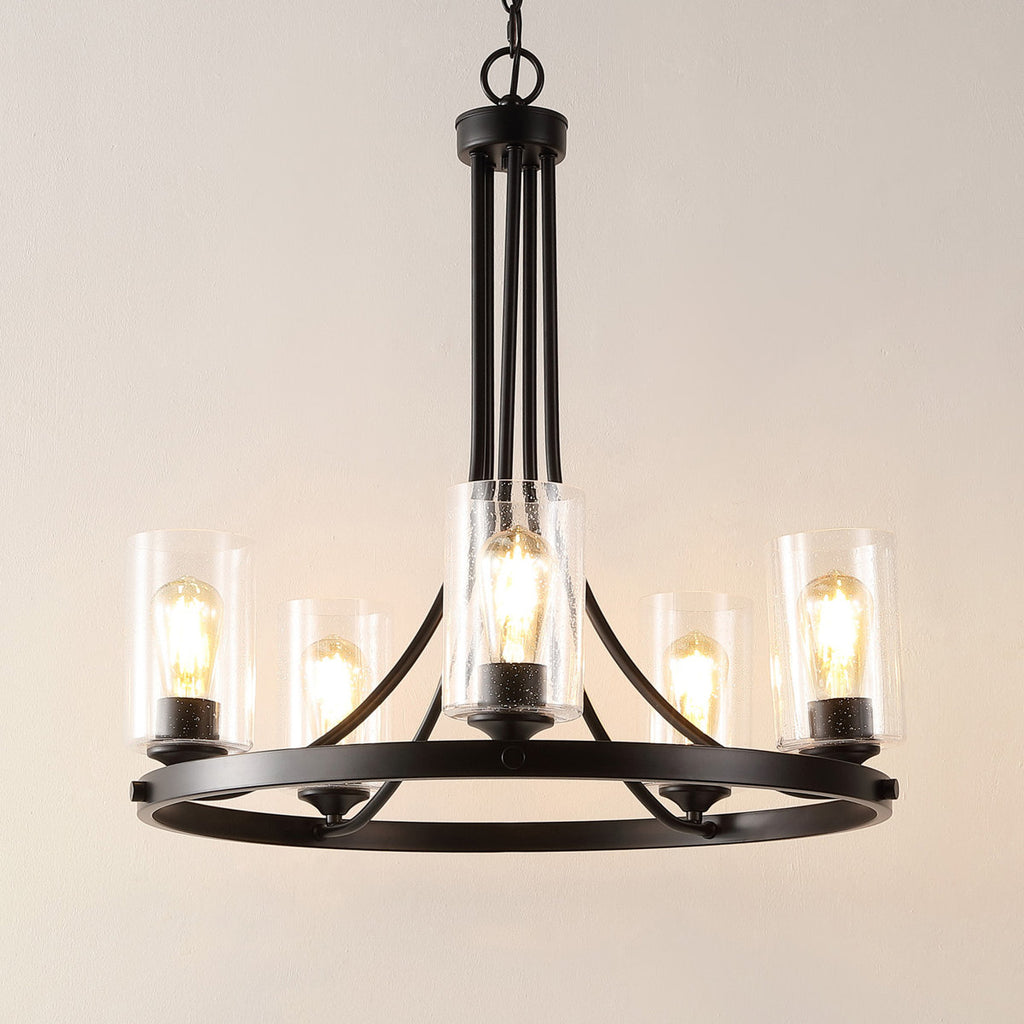 Virendra 5-Light Dimmable Wagon Wheel Chandelier