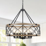 Williston Forge 6-Light 21.65" Dimmable Farmhouse Geometric Drum Chandelier Ceiling Lights for Foyer Kitchen Island Living Room