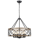 Williston Forge 6-Light 21.65" Dimmable Farmhouse Geometric Drum Chandelier Ceiling Lights for Foyer Kitchen Island Living Room