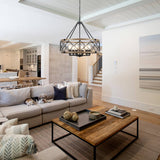 Williston Forge 6-Light 21.65" Dimmable Farmhouse Geometric Drum Chandelier Ceiling Lights for Foyer Kitchen Island Living Room