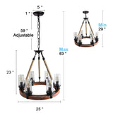 Zora 6 Light Farmhouse Chandelier Wagon Wheel Chandelier Dining Room Light Fixture