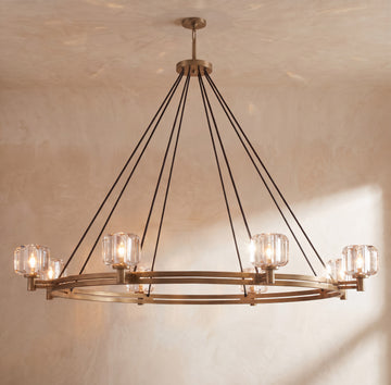 Inspired Demaret Style 60 Inch Round Crystal Chandelier Natural Brass - Main Product View