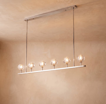 Inspired Boule de Cristal Style 60 Inch Linear Crystal Sphere Chandelier Polished Nickel - Main Product View