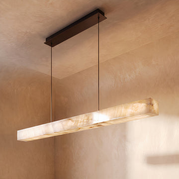 Inspired Rivage Style 60 Inch Linear Calcite Chandelier Bronze - Main Product View