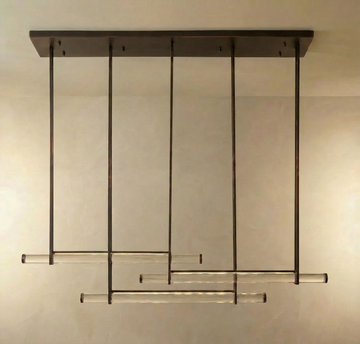 Inspired Audubon Style Crystal 3-Bar Linear Chandelier 60.5" - Bronze