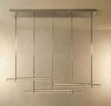 Inspired Audubon Style Crystal 3-Bar Linear Chandelier 60.5" - Polished Nickel
