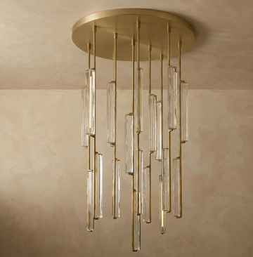Inspired Audubon Style Crystal Round Chandelier 40.5" - Lacquered Burnished Brass