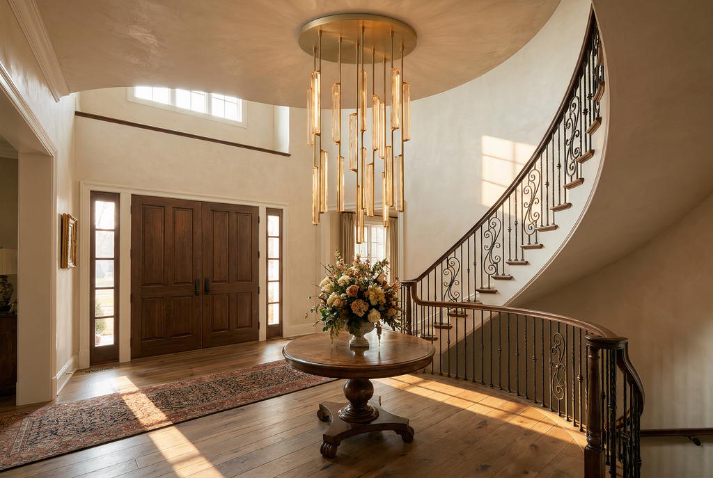 Inspired Audubon Style Crystal Round Chandelier 40.5" - Gold in Elegant Room