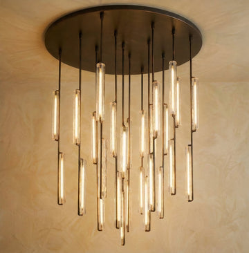 Inspired Audubon Style Crystal Round Chandelier 56.5" - Bronze