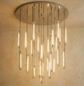 Inspired Audubon Style Crystal Round Chandelier 56.5" - Polished Nickel