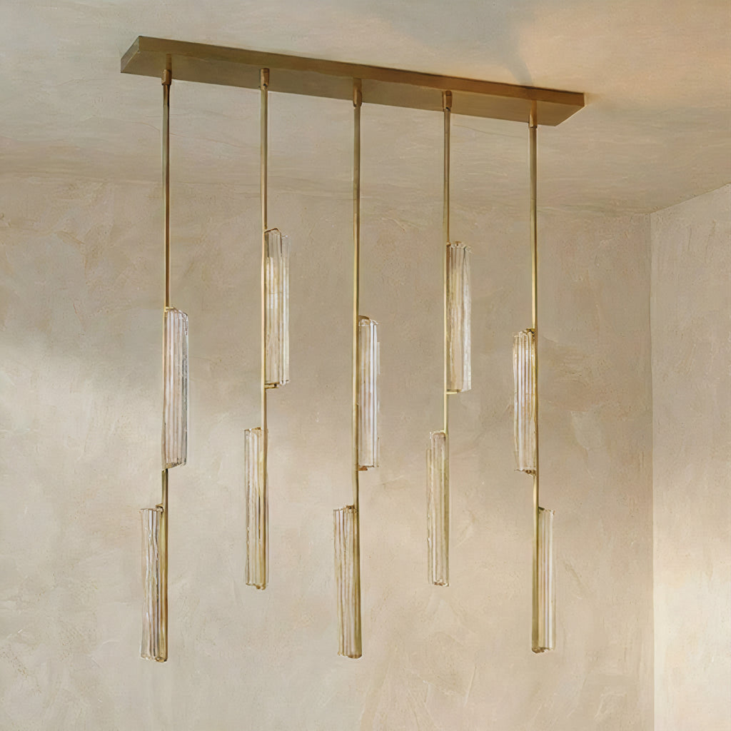 Inspired Audubon Style Crystal Linear Chandelier 54.5" - Gold