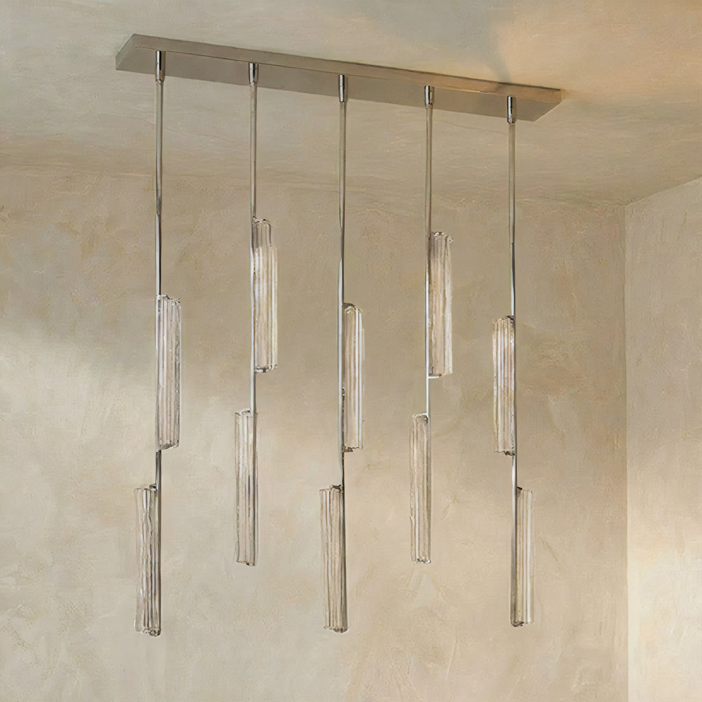 Inspired Audubon Style Crystal Linear Chandelier 54.5" - Stainless Steel