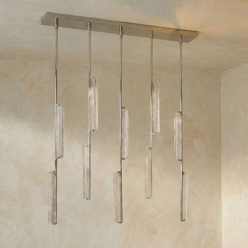 Inspired Audubon Style Crystal Linear Chandelier 54.5" - Polished Nickel