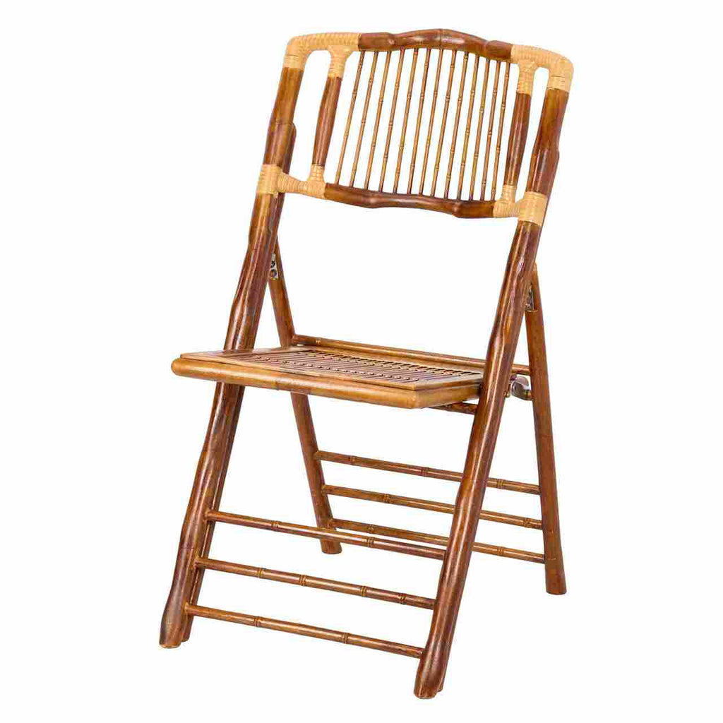 Synthetic Bamboo Folding Chair with Steel-Core Frame and Carry Bag