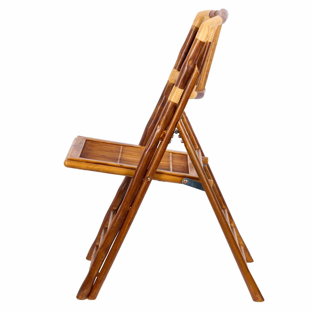 Synthetic Bamboo Folding Chair with Steel-Core Frame and Carry Bag