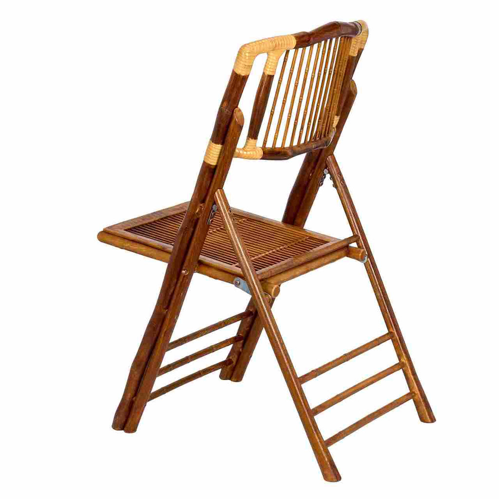 Synthetic Bamboo Folding Chair with Steel-Core Frame and Carry Bag