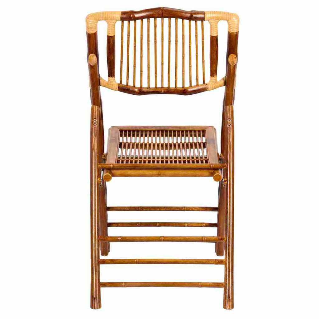 Synthetic Bamboo Folding Chair with Steel-Core Frame and Carry Bag