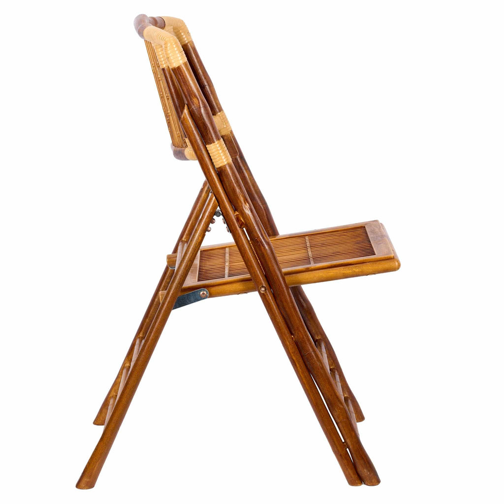 Synthetic Bamboo Folding Chair with Steel-Core Frame and Carry Bag