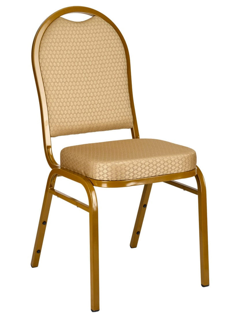 Patterned Fabric Steel Frame Dome Back Banquet Chair