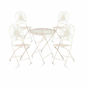 Barcelona Bistro Set in Antique White includes 28" Table and 4 Round Chairs