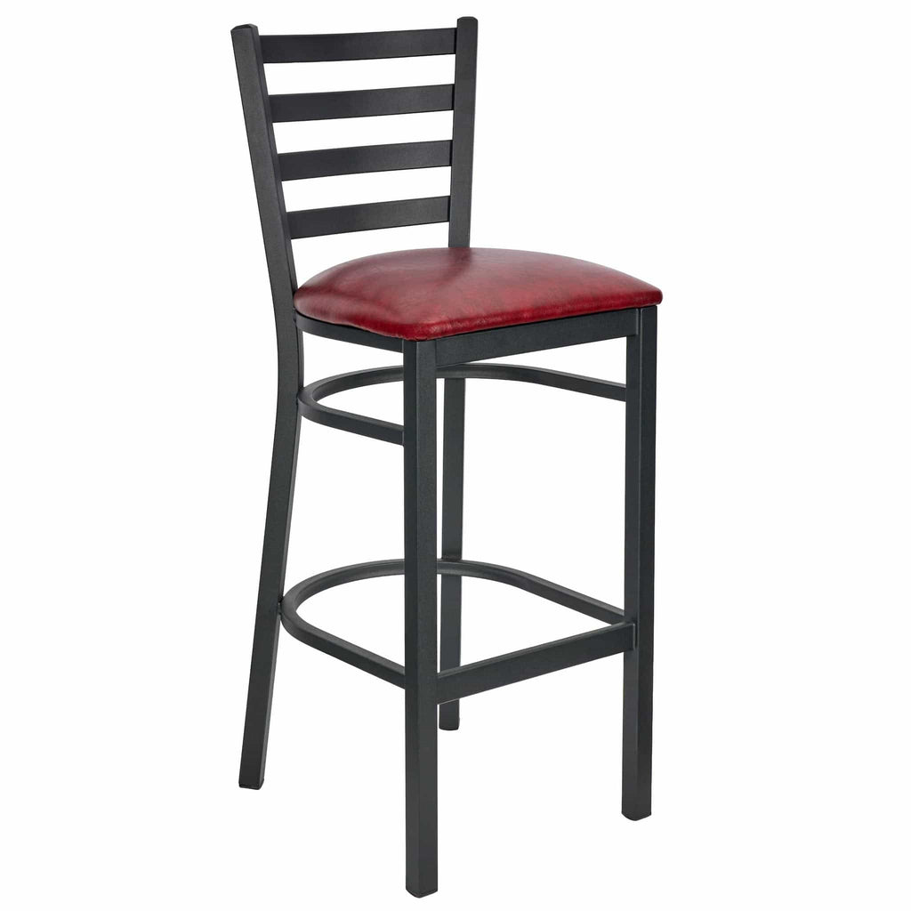 Ladder Back Bar Stool with Frame and Vinyl Seat