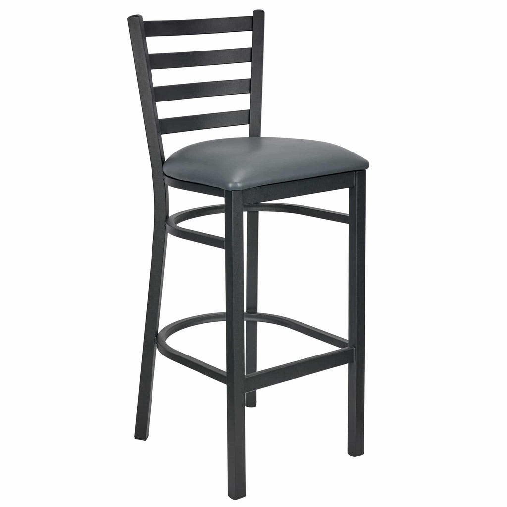 Ladder Back Bar Stool with Frame and Vinyl Seat