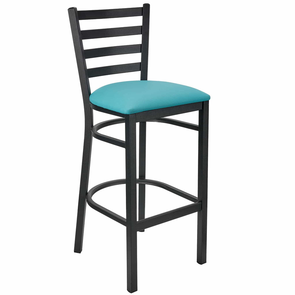 Ladder Back Bar Stool with Frame and Vinyl Seat