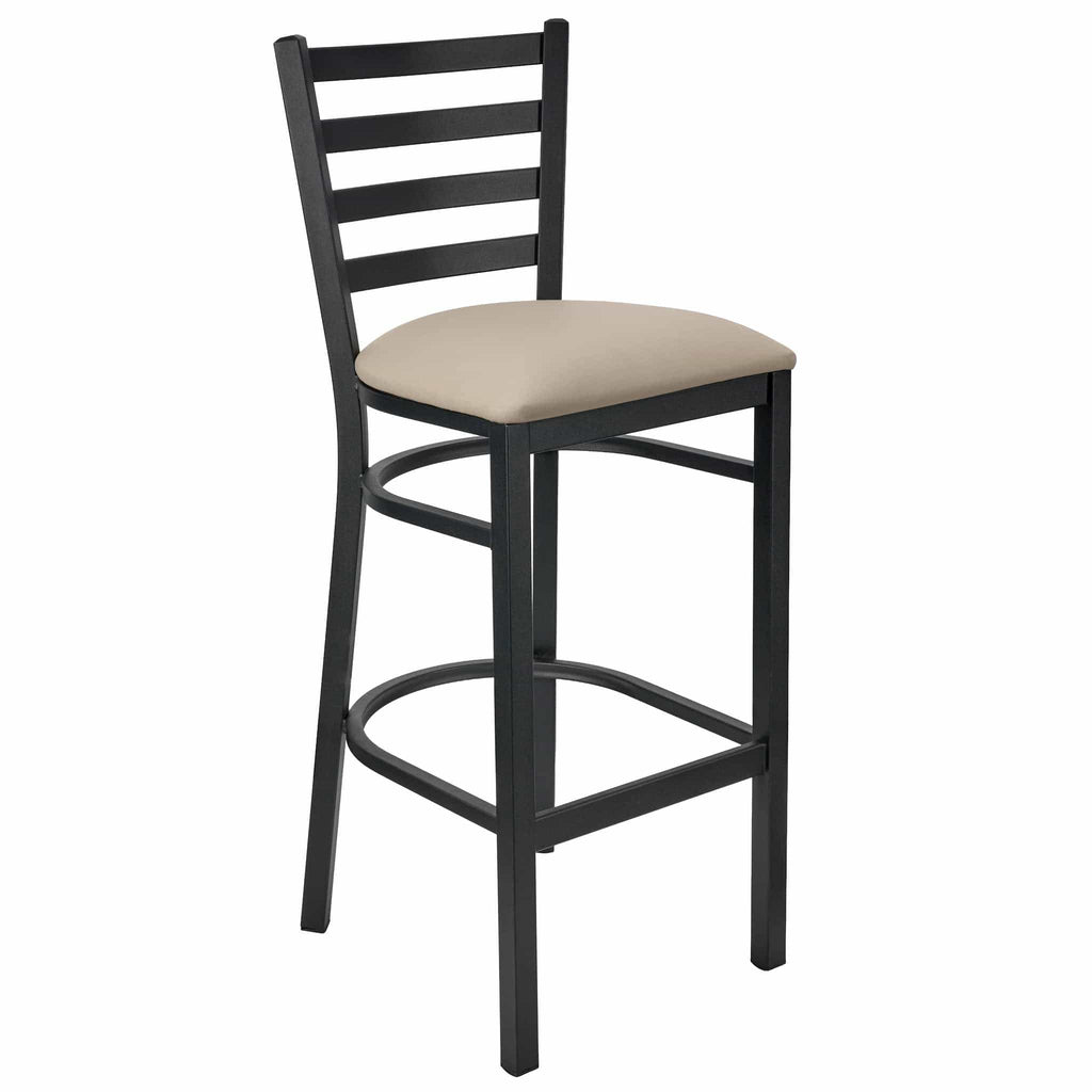 Ladder Back Bar Stool with Frame and Vinyl Seat