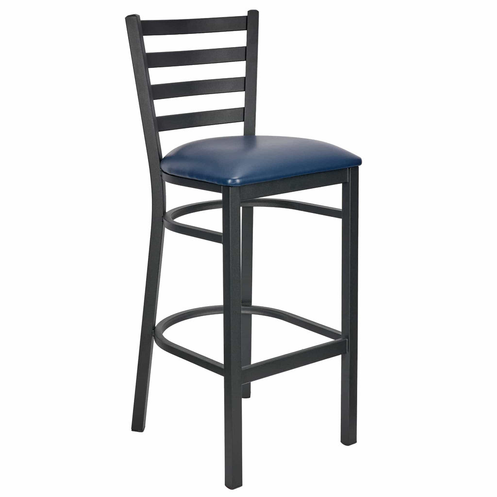 Ladder Back Bar Stool with Frame and Vinyl Seat