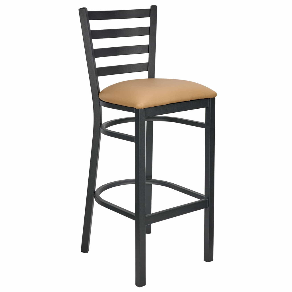 Ladder Back Bar Stool with Frame and Vinyl Seat