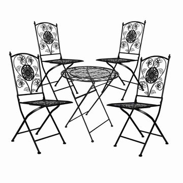 Barcelona Bistro Set in Rustic Matte Black includes 28" Table and 4 Chairs