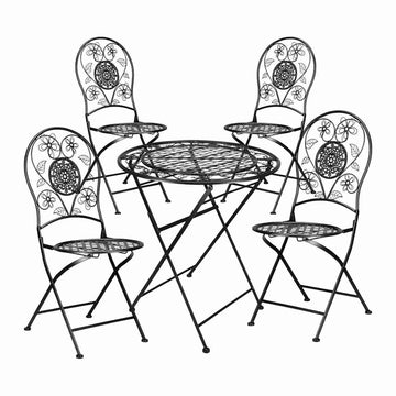 Barcelona Bistro Set in Rustic Matte Black includes 28" Table and 4 Round Chairs
