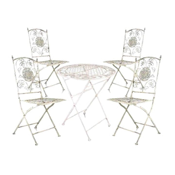 Barcelona Bistro Set in Antique White includes 28" Table and 4 Chairs