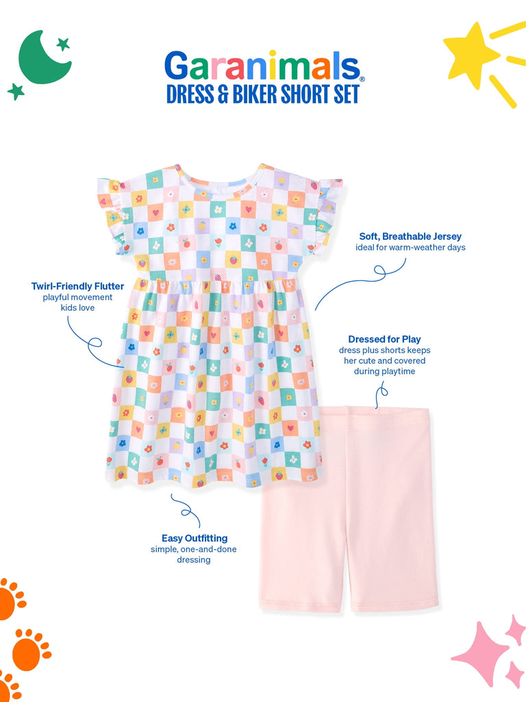 Newborn, Baby & Toddler Girl Cotton 2-Piece Set, Short-Sleeve Dress & Biker Shorts