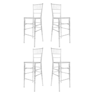 Clear Resin Crystal-Clear Ballroom Barstool - 4 Pack