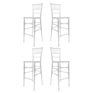 Clear Resin Crystal-Clear Ballroom 30" Standard Bar Height Bar Stool - 4 Pack