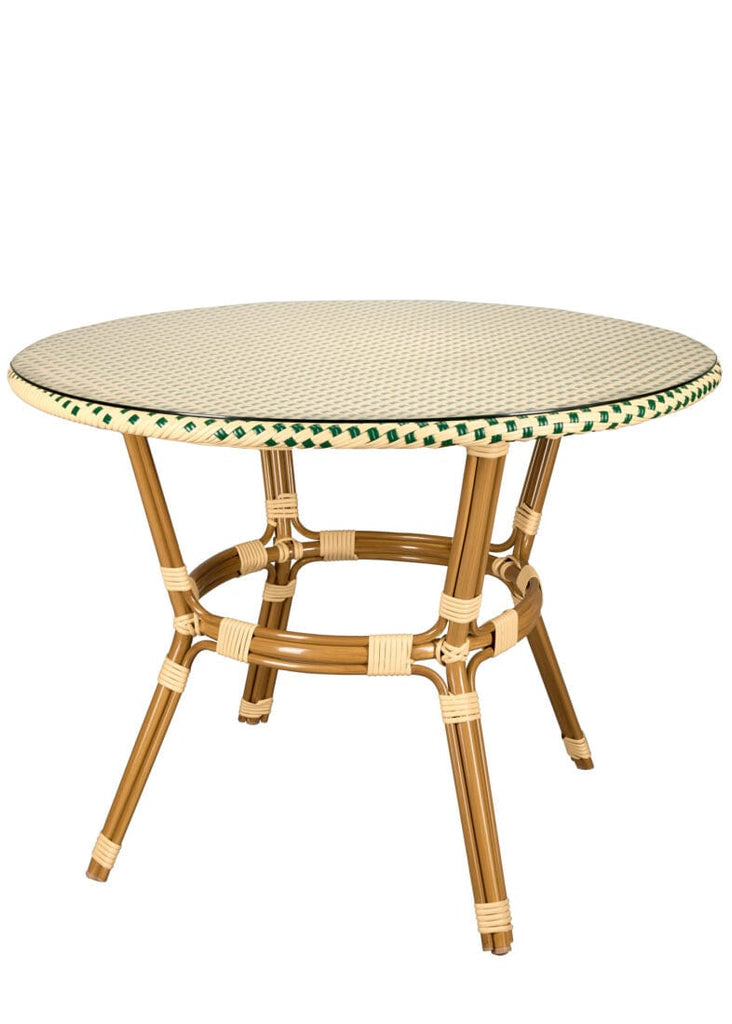 40" Round Glass Top Rattan French Bistro Table