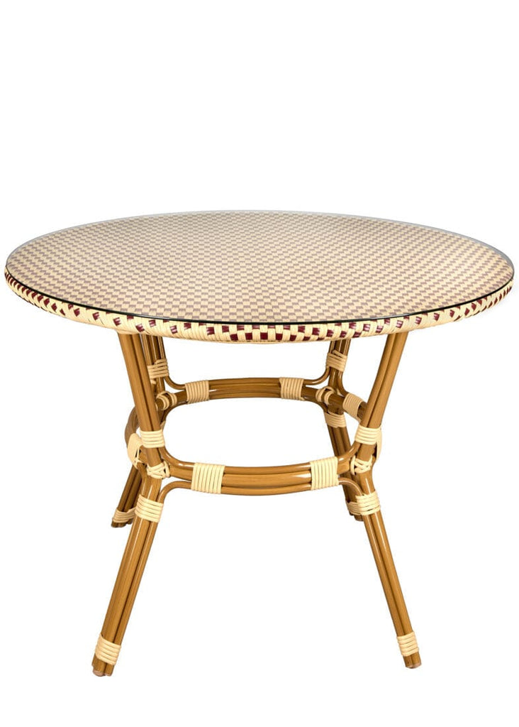 40" Round Glass Top Rattan French Bistro Table
