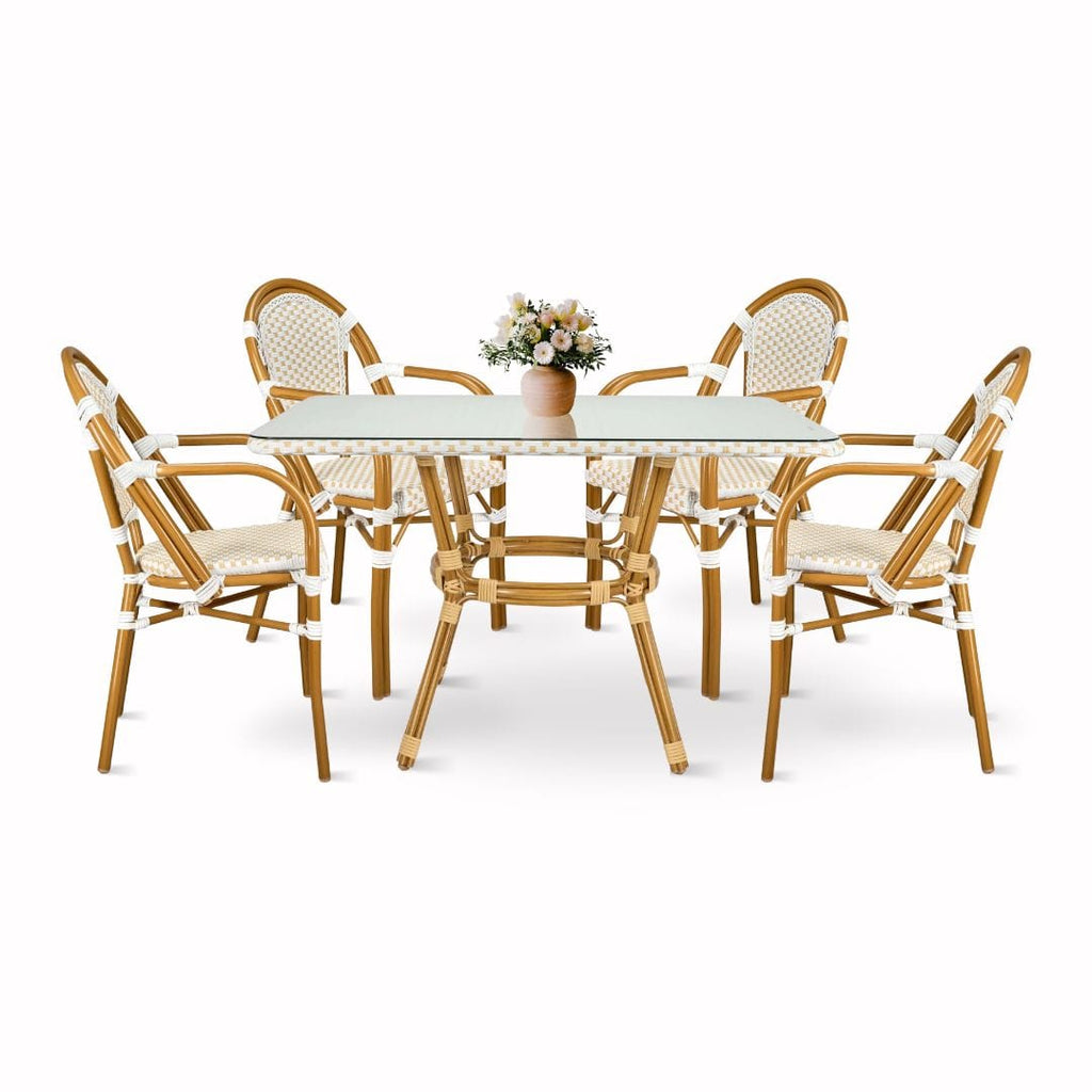 French Bistro Set Includes Table and 4 Chairs with Arms