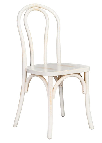 White Distressed Heavy-Duty Wood Bentwood Chair
