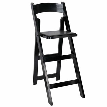 Heavy-Duty Wood Folding Bar Stool with Padded Seat