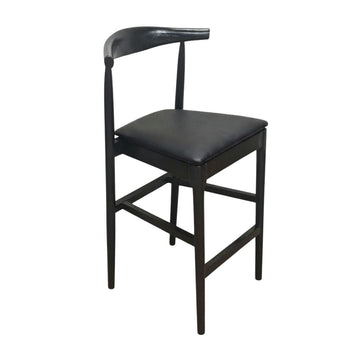 Black Horn Wood 27.17" Standard Bar Height Bar Stool with Black Vinyl Cushion