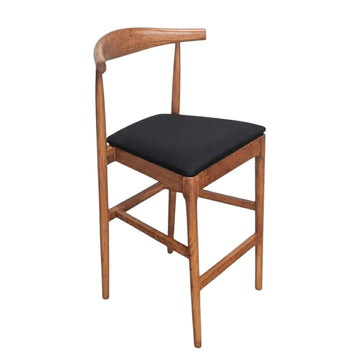 Chestnut Horn Wood 27.17" Standard Bar Height Bar Stool with Black Vinyl Cushion