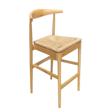 Natural Horn Wood 27.17" Standard Bar Height Bar Stool with Natural Rope Seat