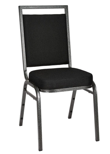 Black Fabric on Silver Vein Frame Square Banquet Chair