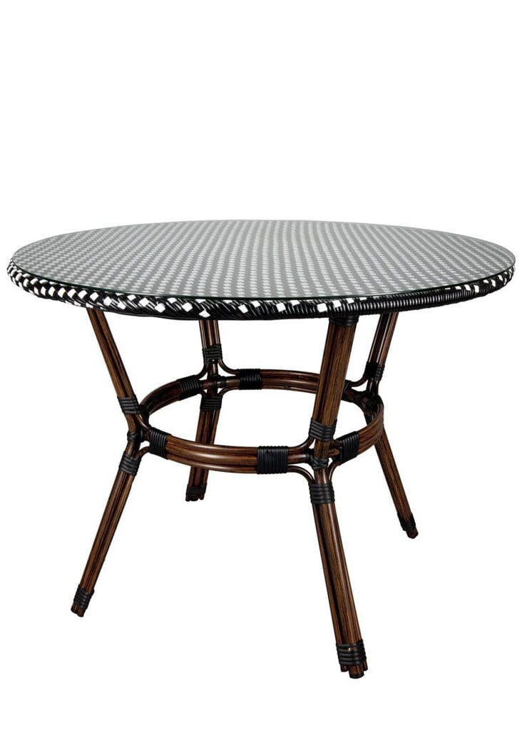40" Round Glass Top Rattan French Bistro Table
