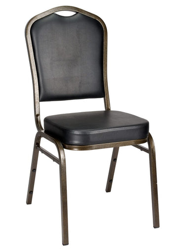 Black Vinyl on Gold Vein Frame Crown Banquet Chair