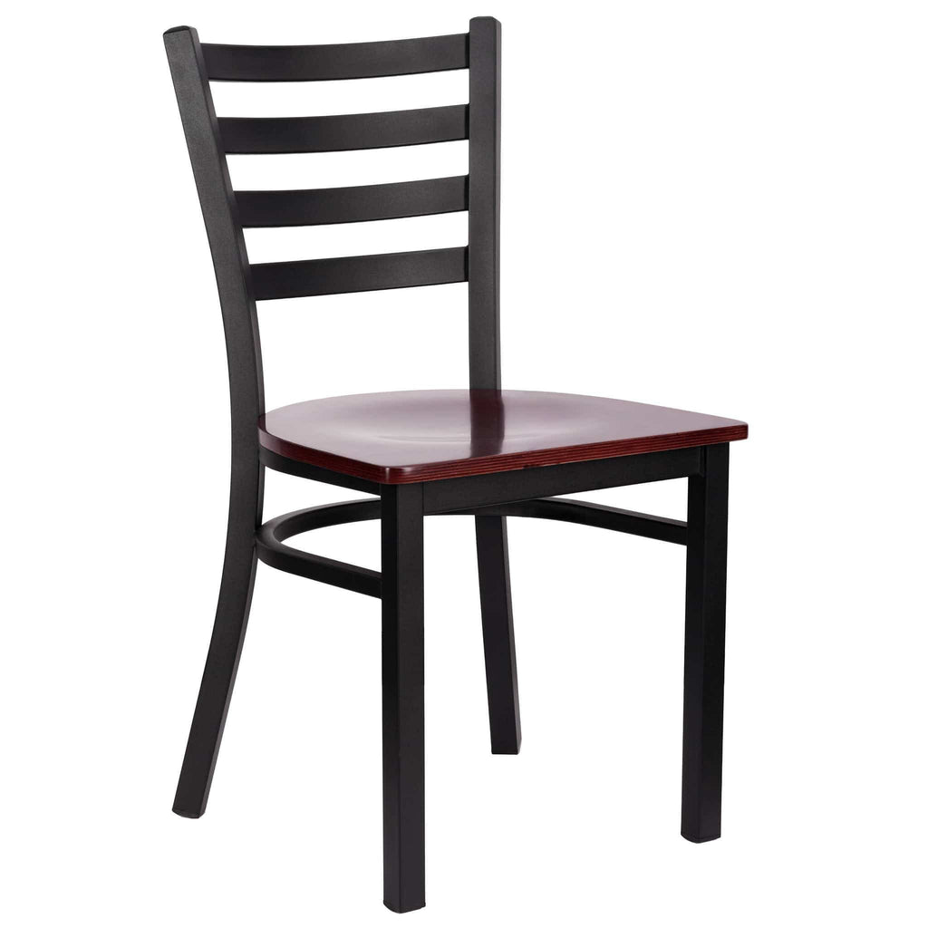 Ladder Back Restaurant Chair with Frame and Wood Seat