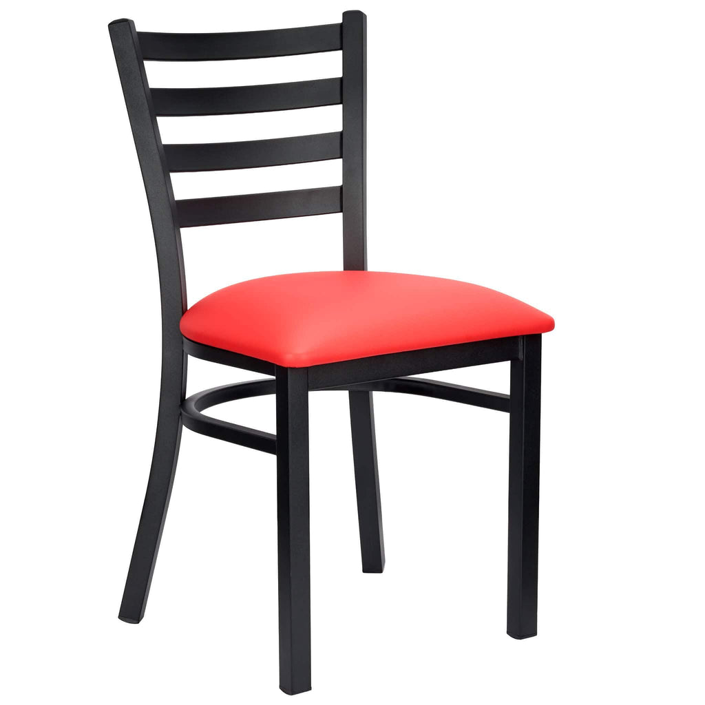Ladder Back Restaurant Chair with Metal Frame and Vinyl Seat